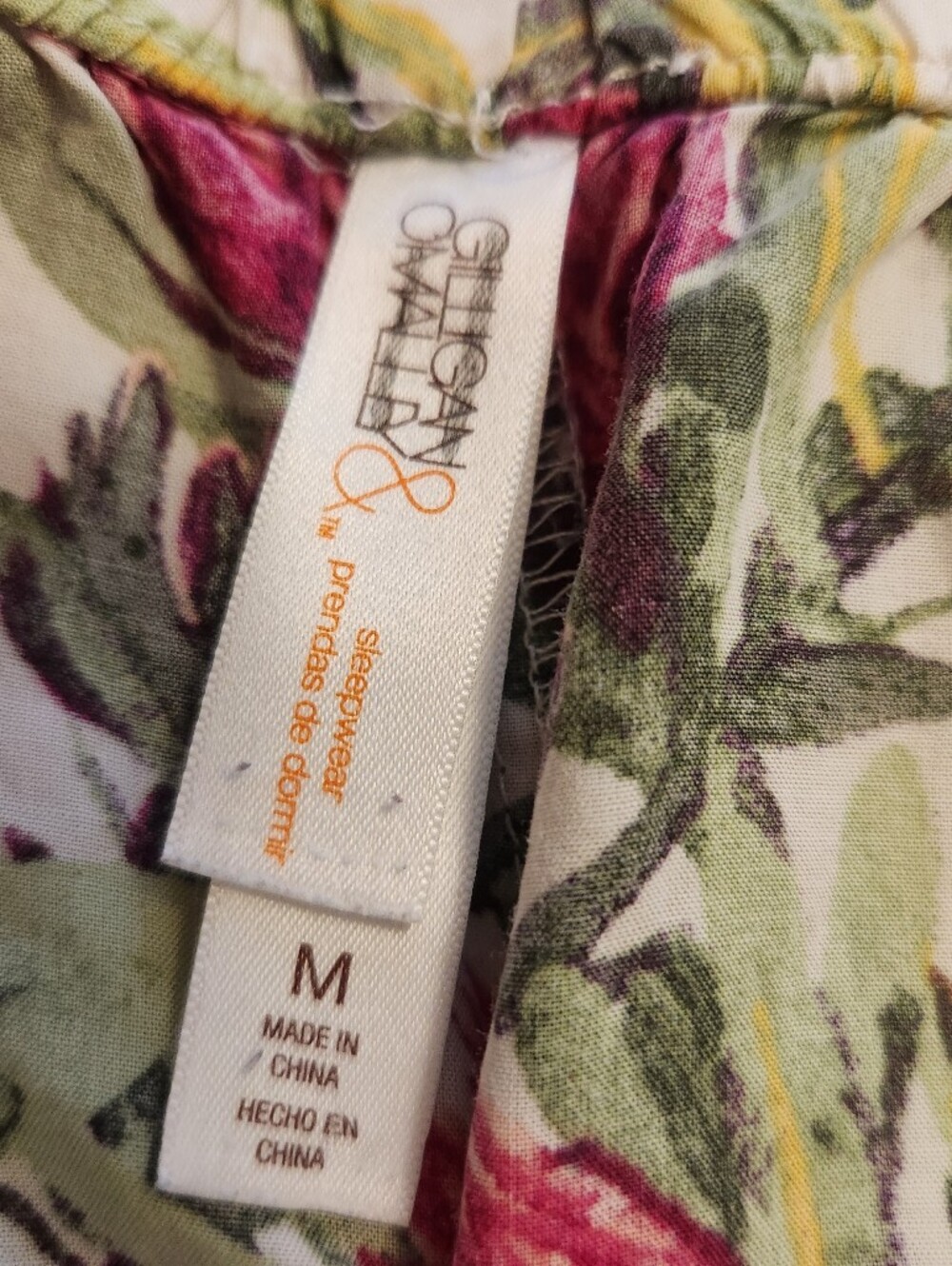 Floral Ruffle Hem Women's Pajama Pants - Pink Green - Picture 2 of 6